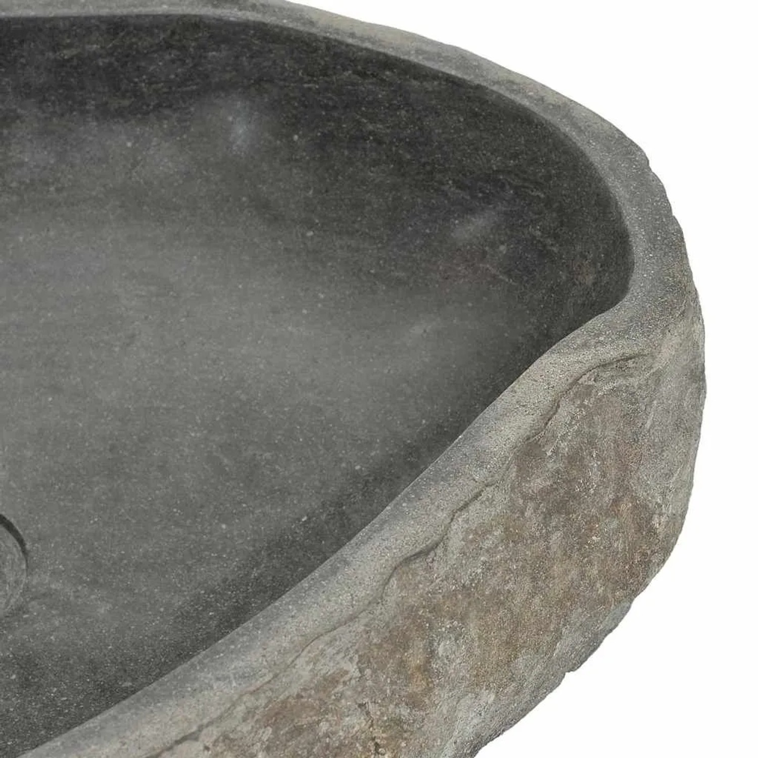 DELUKE Naturstein Waschbecken Oval Flussstein Aufsatzwaschbecken Waschschale Waschtisch Handwaschbecken Oval 45-53cm_6