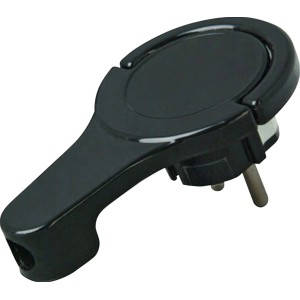 Schwarzer, extraflacher Kopp Winkelstecker für enge Räume.