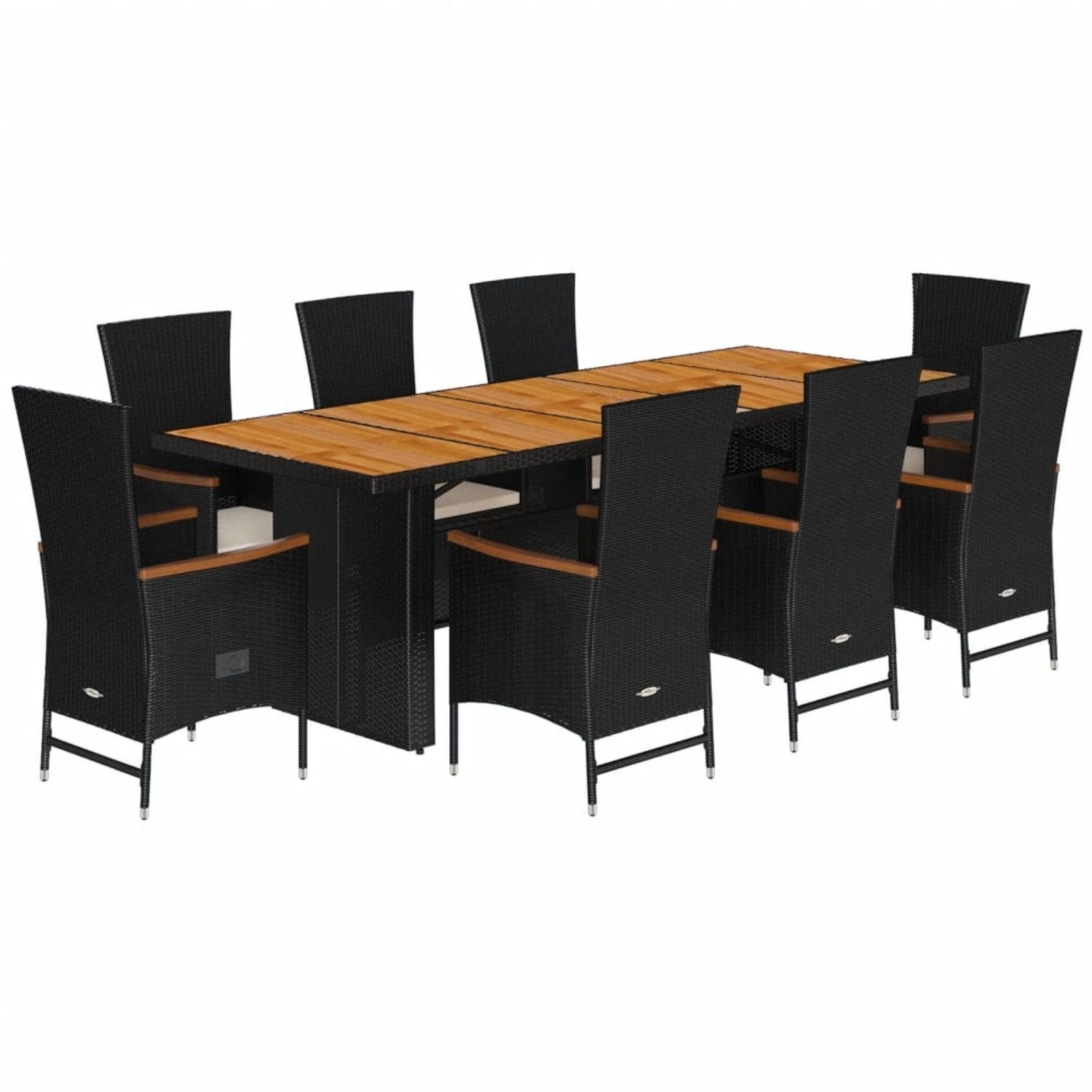 vidaXL 9-Tlg Garten-Essgruppe mit Kissen Schwarz Poly Rattan 3277524 günstig online kaufen