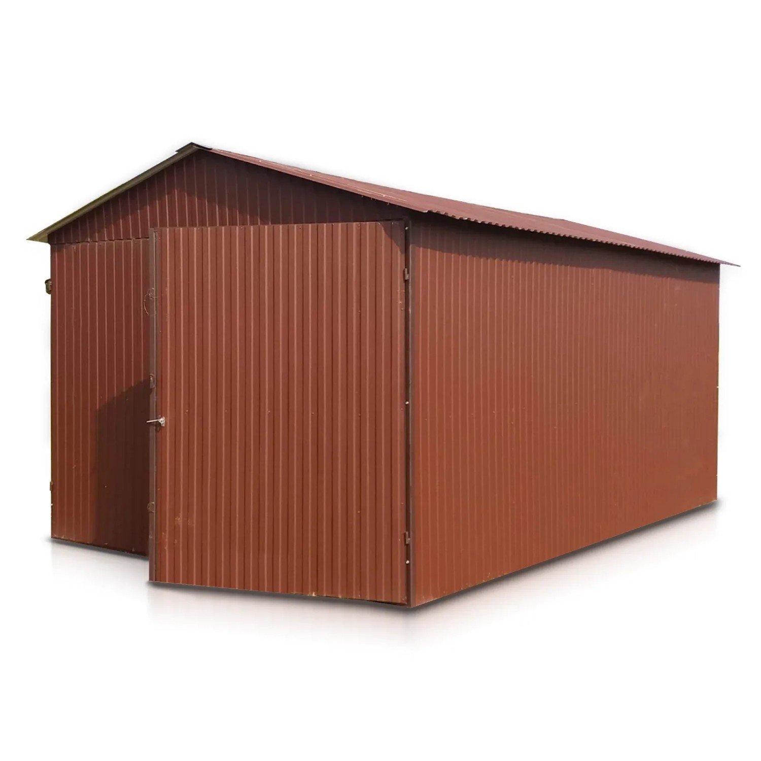 Liderstal Einzelgarage Standard aus Blech 300 x 500 cm Satteldach Doppelflügeltor Dunkelbraun Glänzend