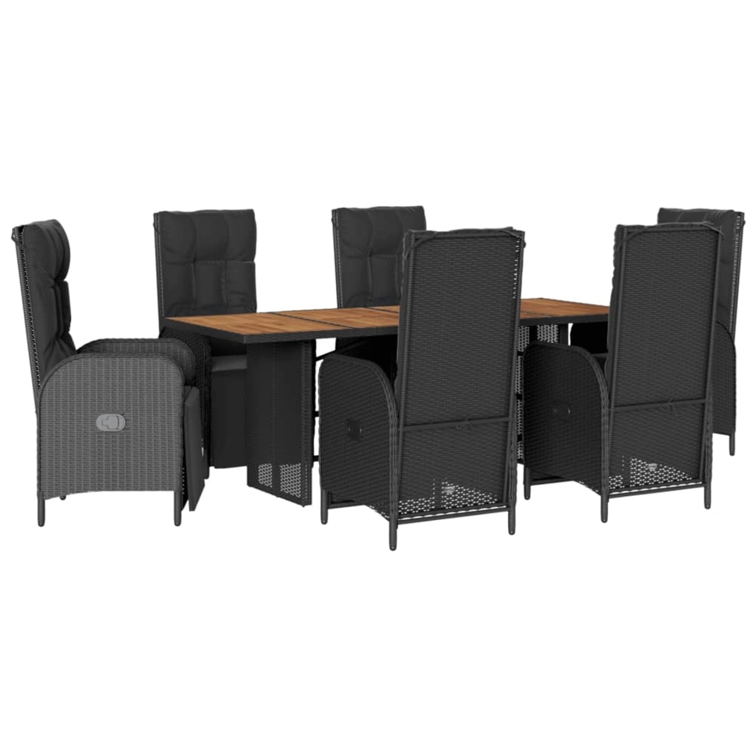 vidaXL 7-Tlg Garten-Essgruppe mit Kissen Schwarz Poly Rattan 3213520 günstig online kaufen