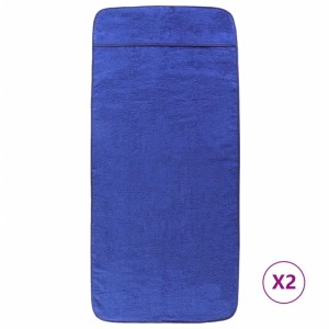 Zwei königsblaue Strandtücher (75x200 cm) aus Baumwollmischgewebe (400 g/m²).