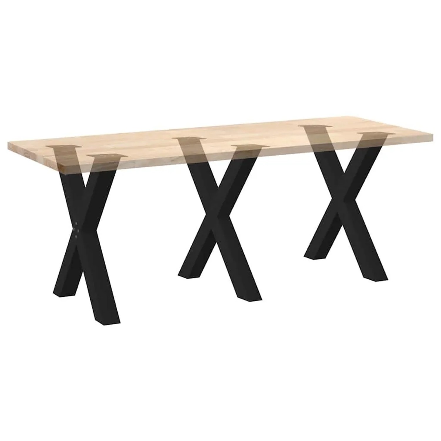 vidaXL Esstischbeine X-Form, 3 Stk, schwarz, Stahl, für Esstische und Schreibtische