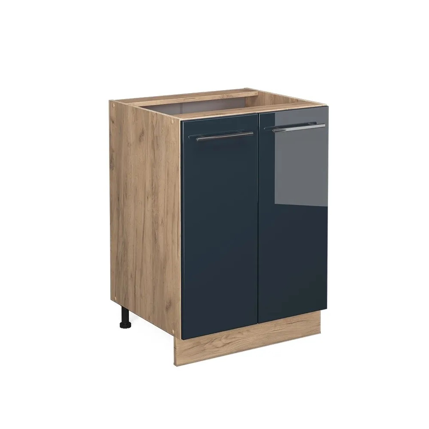 Vicco Küchenunterschrank Fame-Line DunkelBlau Hochglanz Goldkraft Eiche 60 cm ohne Arbeitsplatte