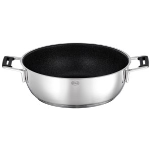 RÖSLE Servierpfanne SILENCE PRO, Ø 28 cm, Edelstahlpfanne mit Antihaftbeschichtung und zwei Griffen.
