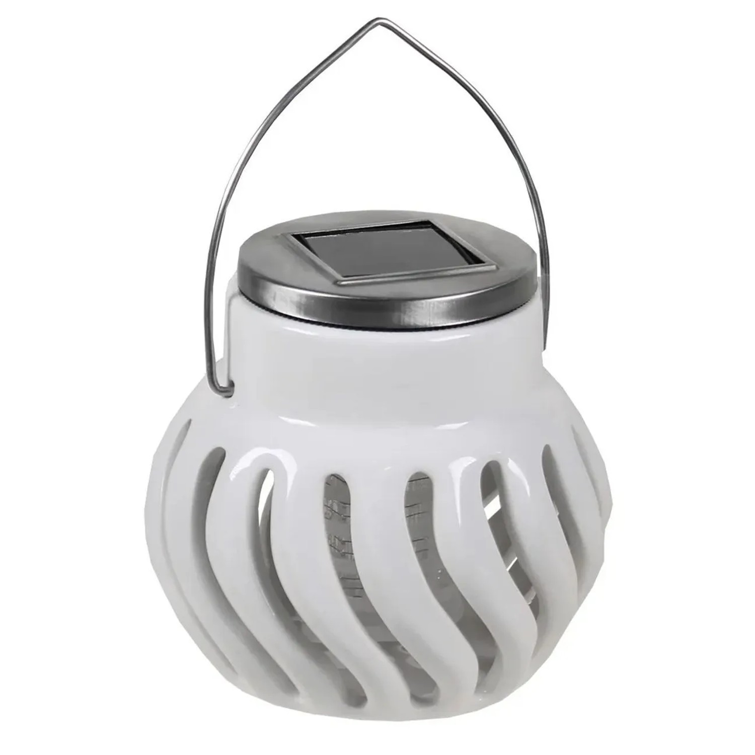Westfalia Anti-MÜCken-Windlicht Solar Keramik WeiSS