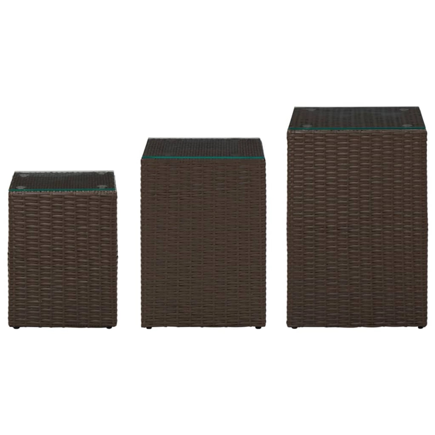 Beistelltische 3 Stk. Mit Glasplatten Braun Poly Rattan günstig online kaufen