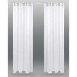 2er-Pack weiße Bestlivings Dekoschals Noella Voile mit Schlaufen, 140x175 cm, für Fenstervorhänge.