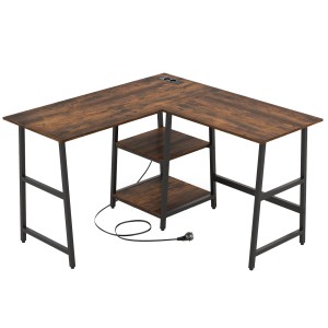 Costway Schreibtisch L-Form 120 x 120 x 75 cm Rustikales Braun