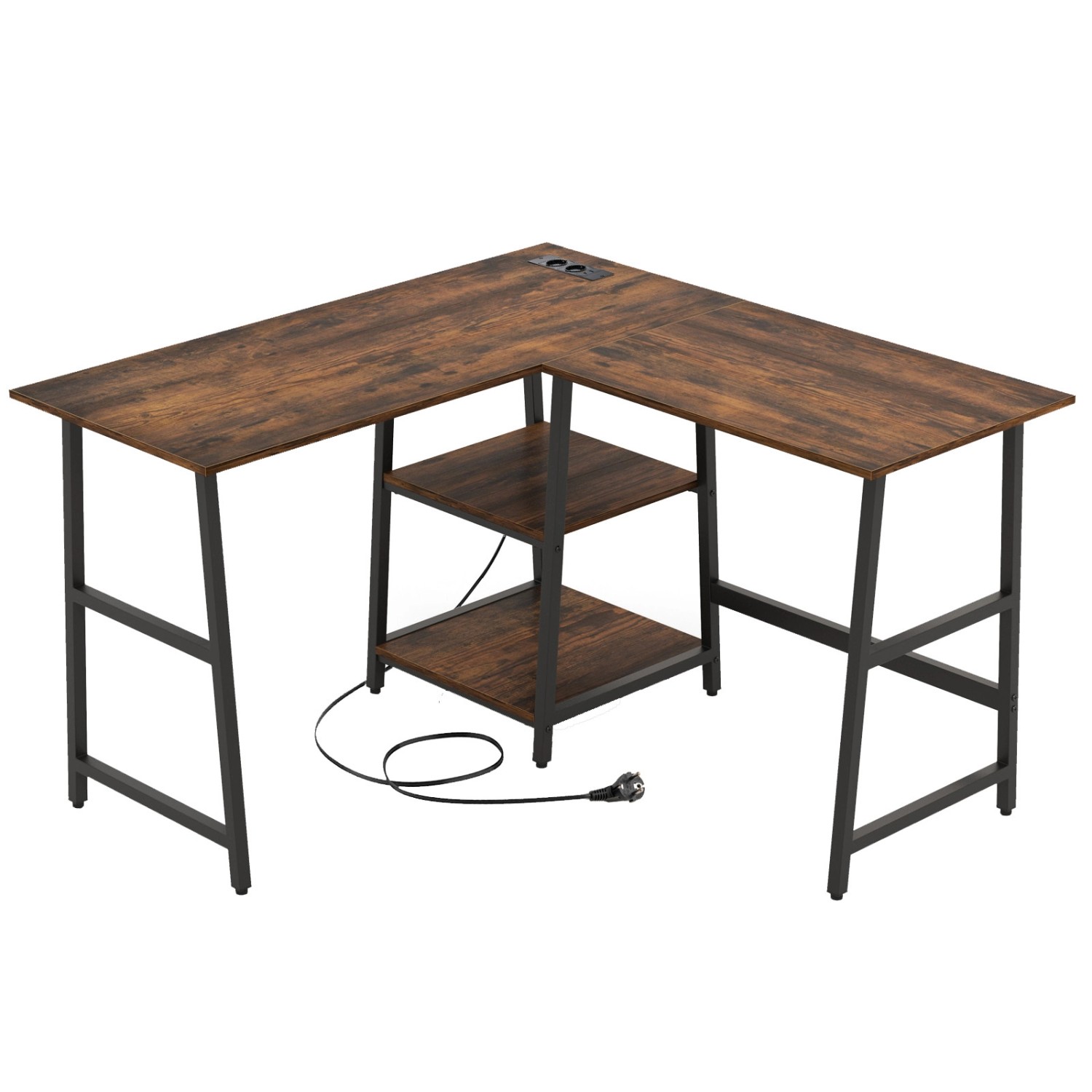 Costway Schreibtisch L-Form 120 x 120 x 75 cm Rustikales Braun günstig online kaufen