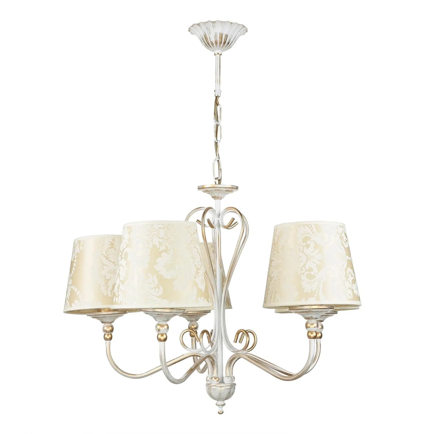 Licht-Erlebnisse Kronleuchter Mit Schirm Shabby Gold 5x E27 Barock Muster