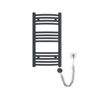 Emke Elektrischer Badheizkörper Gebogen mit Thermostat Handtuchtrockner mit Heizstab 75x40cm 300W Anthrazit