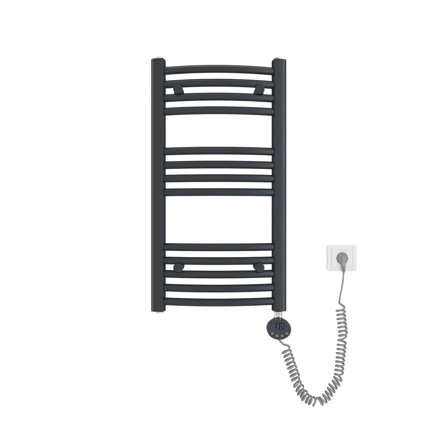 Emke Elektrischer Badheizkörper Gebogen mit Thermostat Handtuchtrockner mit Heizstab 75x40cm 300W Anthrazit