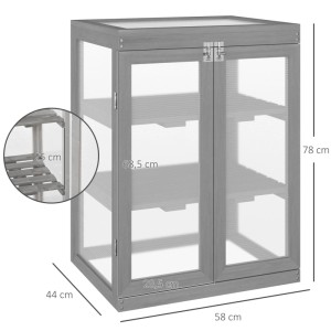 Outsunny Gewächshaus mit Wetterfest Belastbar Tannenholz Polycarbonat Dunkelgrau