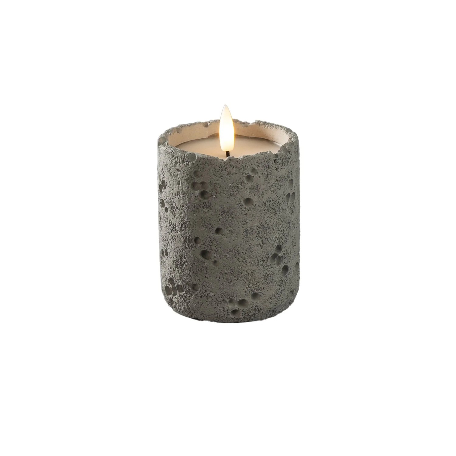 Konstsmide LED-Kerze Betonoptik für Innen Ø 8 cm x 10 cm Grau