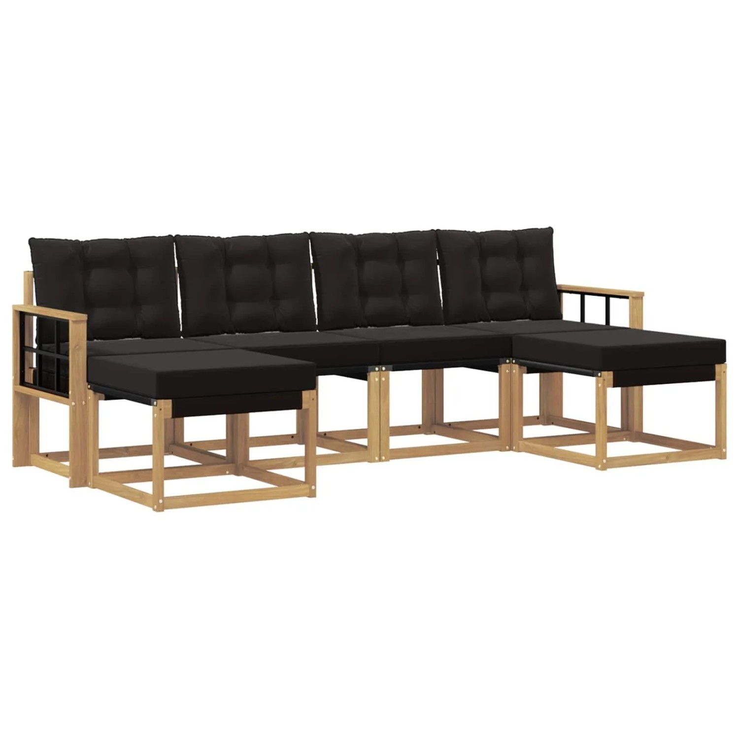 vidaXL Outdoor-Sofagarnitur mit Kissen 6-Tlg Weiß und Schwarz 3389746