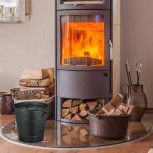 Relaxdays Ascheeimer Eisen Schwarz Mit Deckel 19 Liter