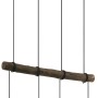 Eglo Pendelleuchte Horningtops 1, 4-flammig, schwarz-natur mit Holzbalken und Drahtschirmen.