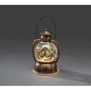 Konstsmide LED Kugellaterne mit Weihnachtskrippe, warmweißes Licht für den Innenbereich.