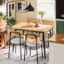 SoBuy Essgruppe mit Esstisch und 4 Stühlen, Holz und Stahl, platzsparendes Design.