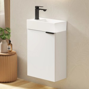 Emke Badezimmerschränke mit Keramikwaschbecken Waschbeckenunterschrank 41,7 × 24 × 64,6 cm White