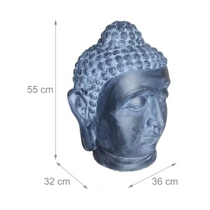 Relaxdays Buddha Kopf Polyresin Anthrazit Wetterfest Frostfest UV-beständig 55 cm x 36 cm x 32 cm