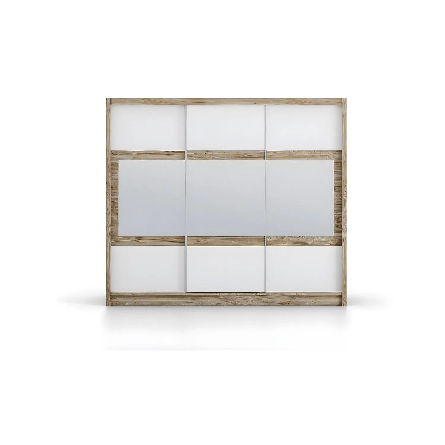 Vente-unique Kleiderschrank Leovia Naturfarben Hell  Weiß 250 cm