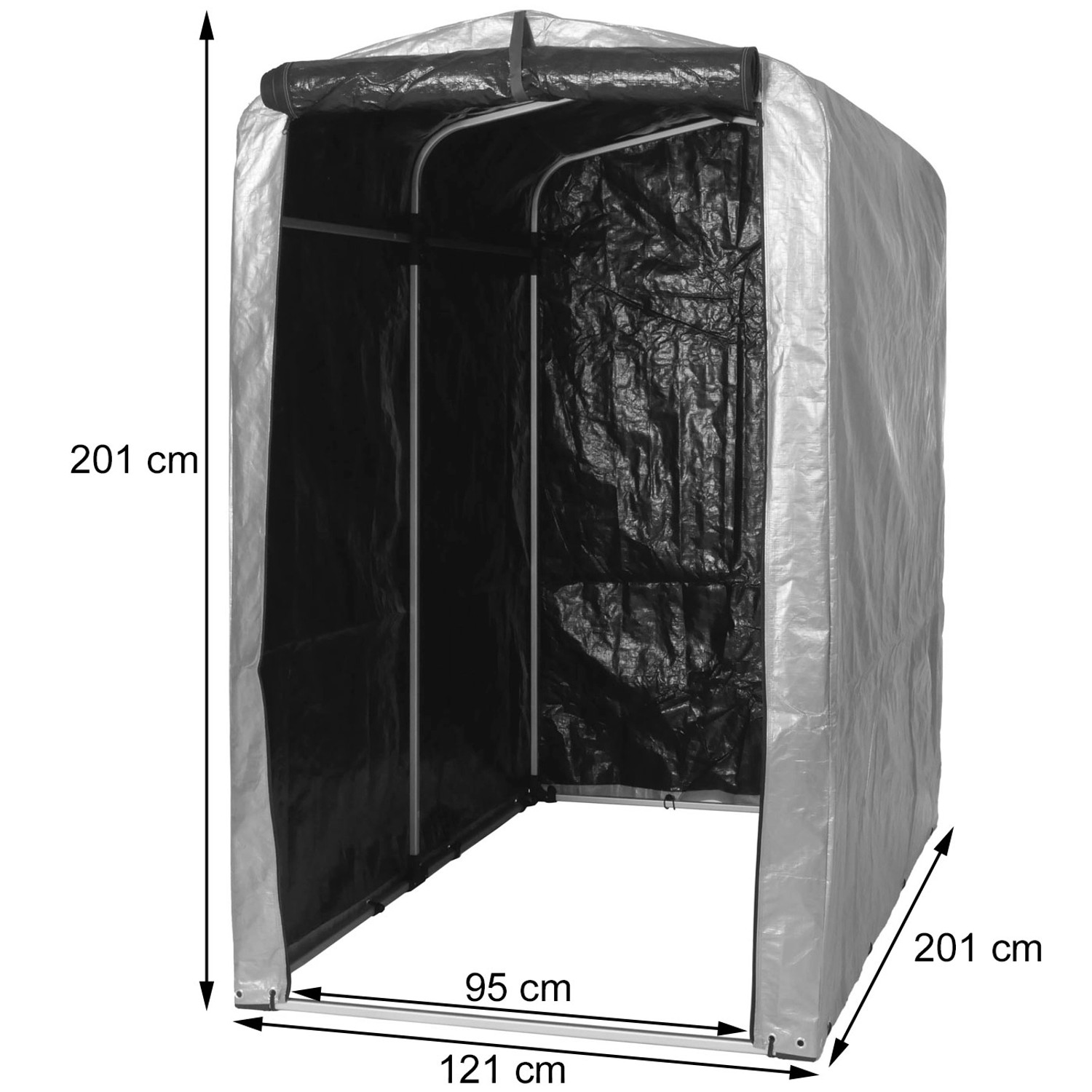 MCW Fahrradgarage N61, 201x121x201cm, Anthrazit. Wetterfeste Fahrradbox für 2-3 Fahrräder.