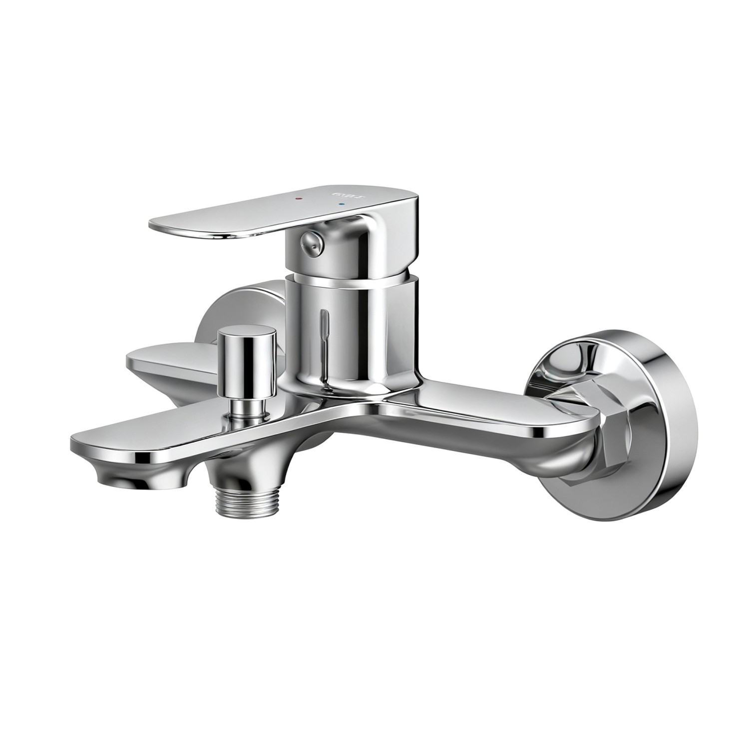 Emke Badarmatur für Badewannen Chrom mit Auslauf Wannenarmatur Einhebelmischer Brausebatterie