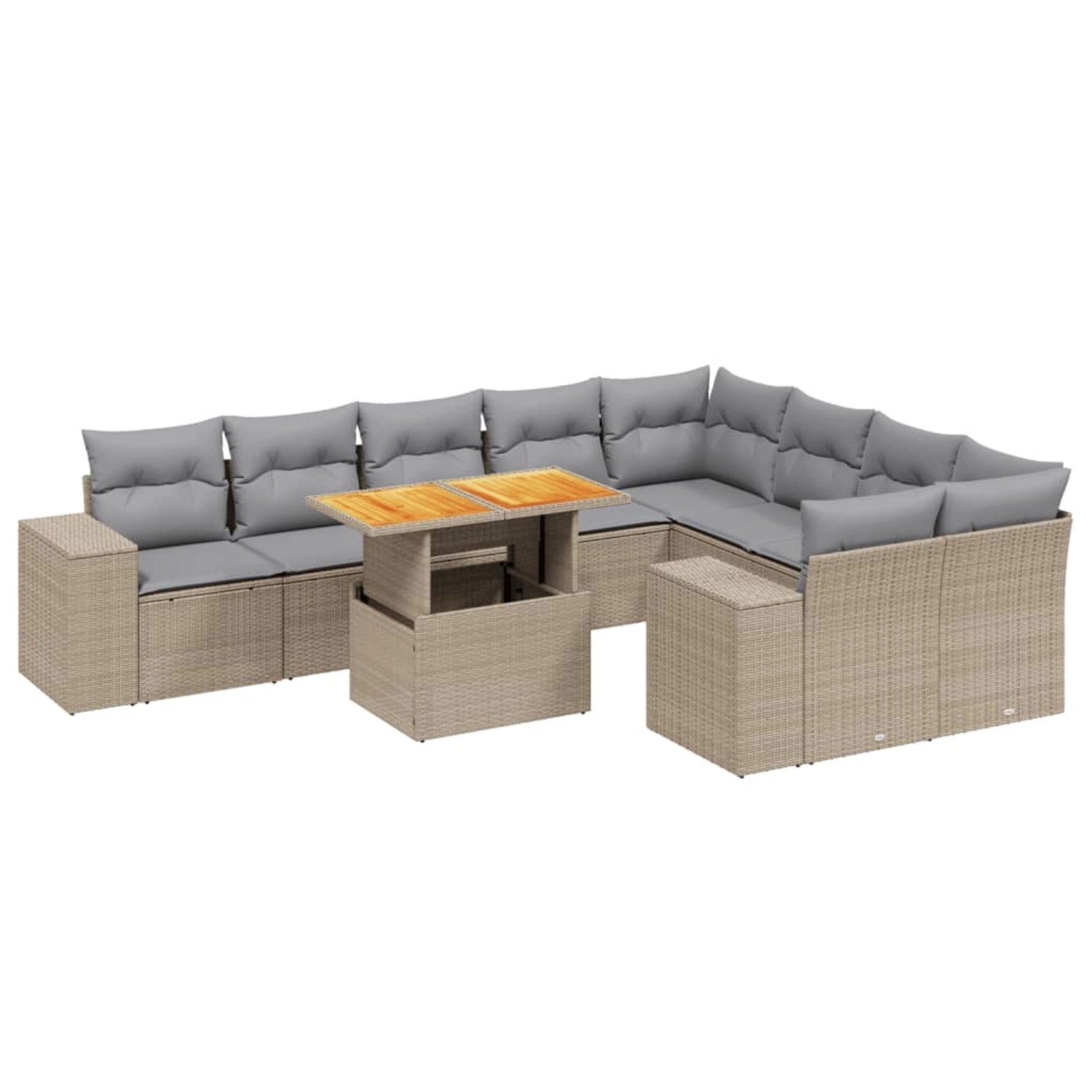 vidaXL 10-tlg Garten-Sofagarnitur mit Kissen Beige Poly Rattan Modell 234 günstig online kaufen