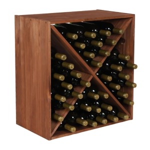 Braunes Weinregal Vincellar Modul aus Kiefernholz für 40 Flaschen.