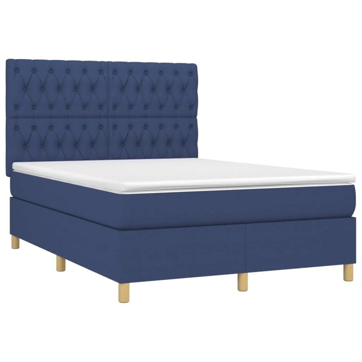 vidaXL Boxspringbett mit Matratze Blau 140x200 cm Stoff 3142583 günstig online kaufen