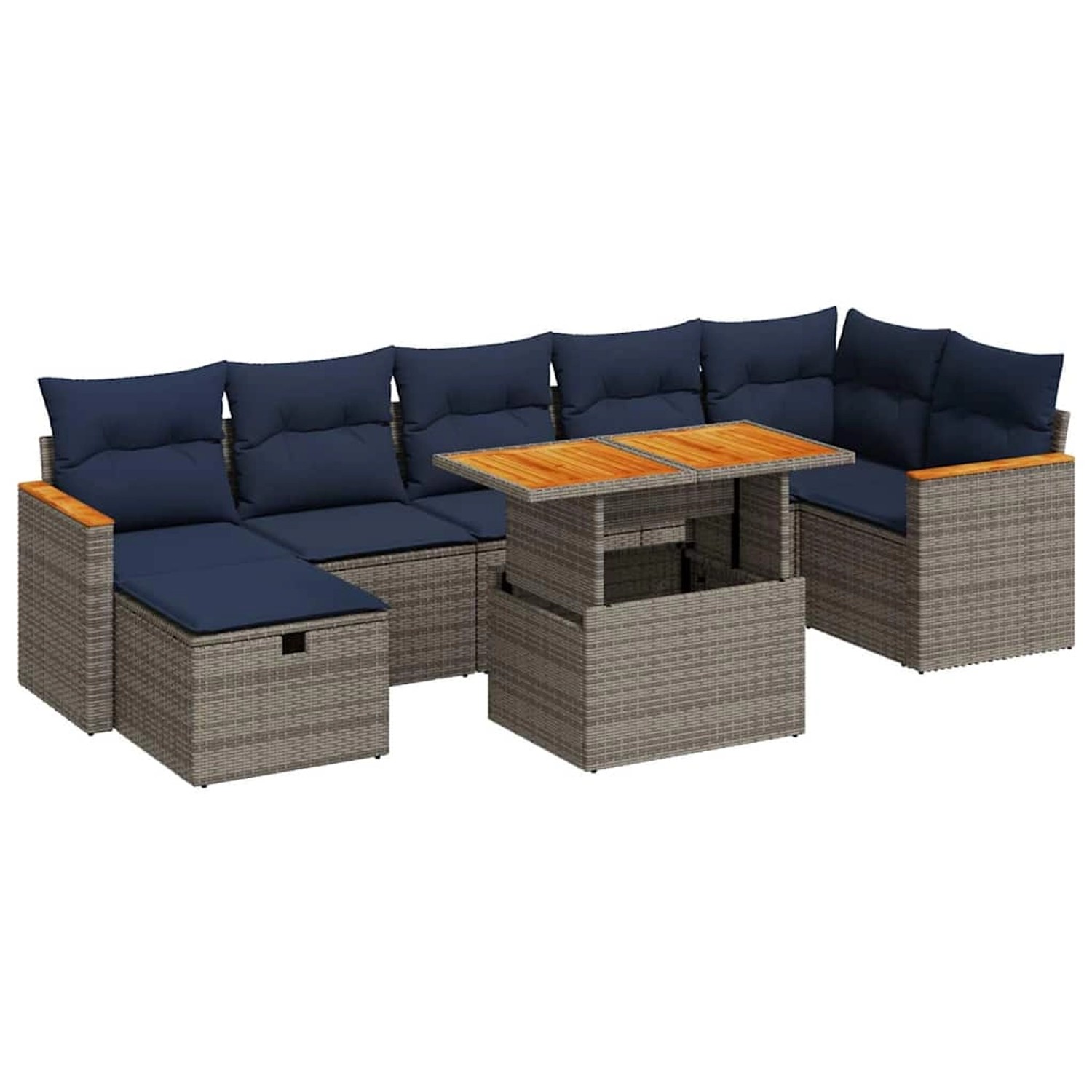 vidaXL 8-Tlg Garten-Sofagarnitur mit Kissen Grau Poly Rattan Akazie 3328125 günstig online kaufen