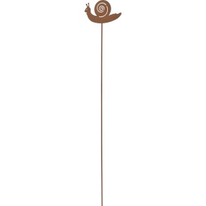 Gartenstecker Schnecke, rostfarben, 85 cm hoch, aus Metall für Beet und Kübel.