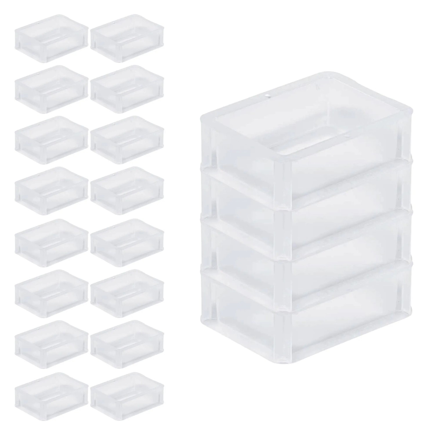 SuperSparSet: 20 transparente Eurobehälter BasicLine mit Klickdeckel, 1,3 Liter.