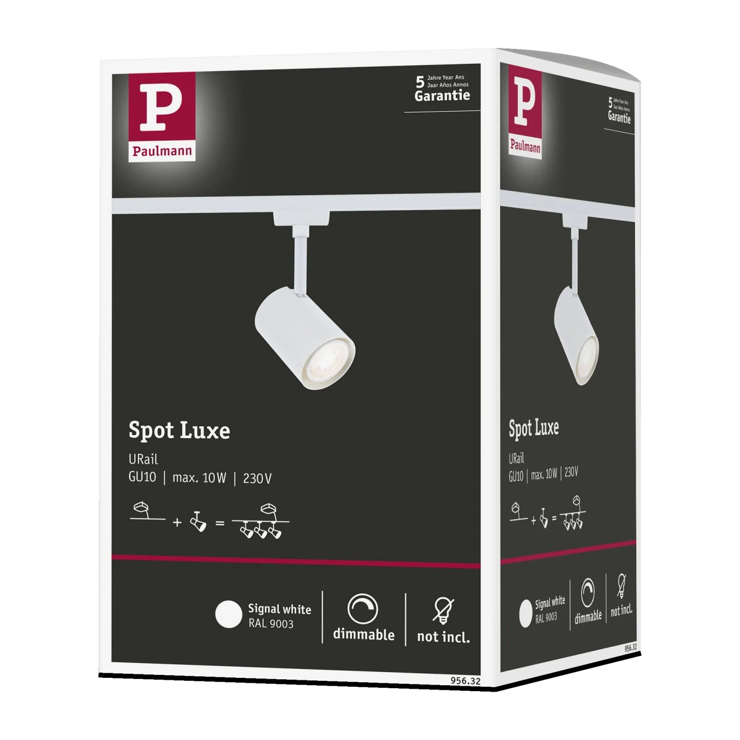 Verpackung Paulmann URail Schienenspot Luxe, signalweiß, Ø 6,5cm. LED-Schienensystem.