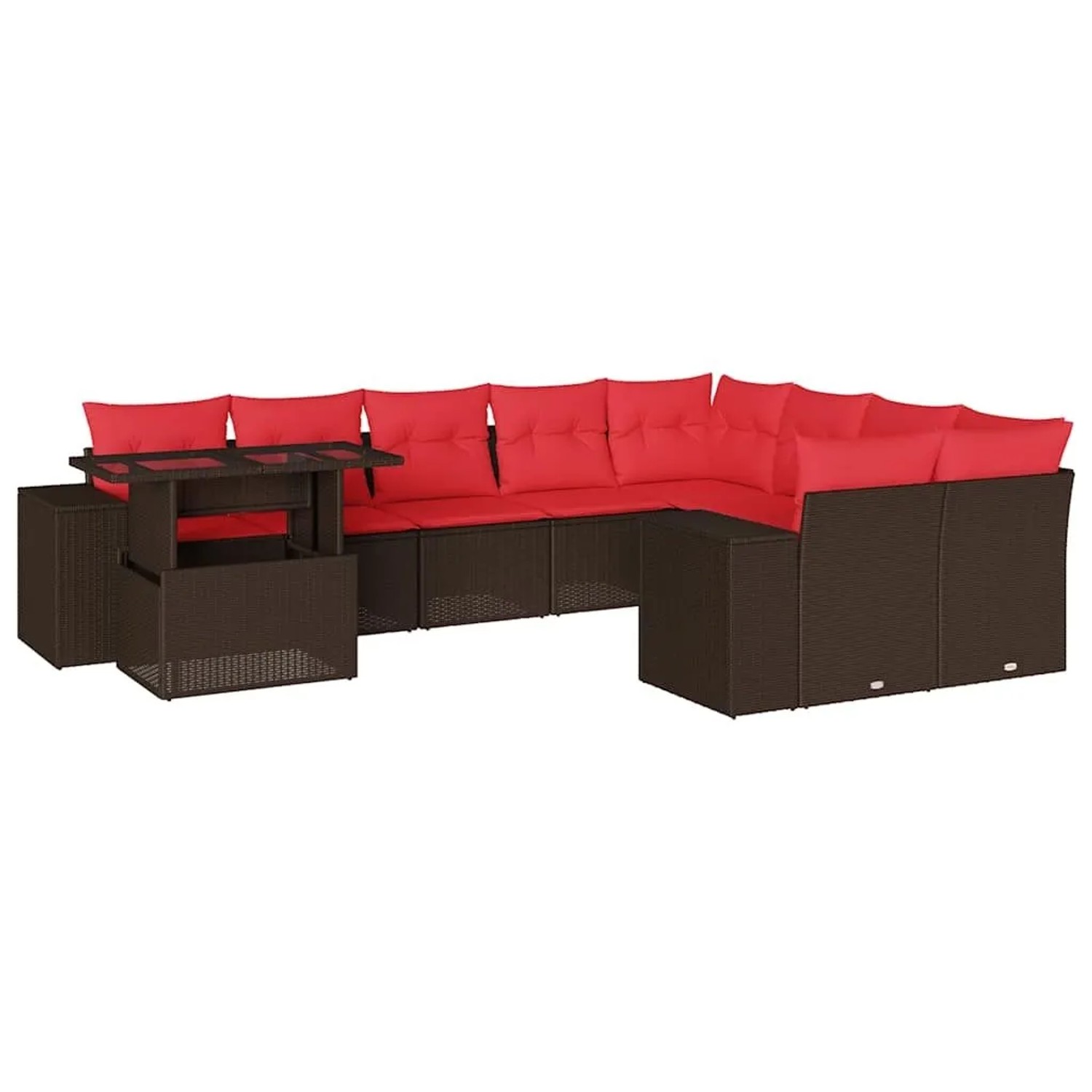 vidaXL 10-Tlg Gartensofa-Set mit Kissen Braun Polyrattan 3269404 günstig online kaufen