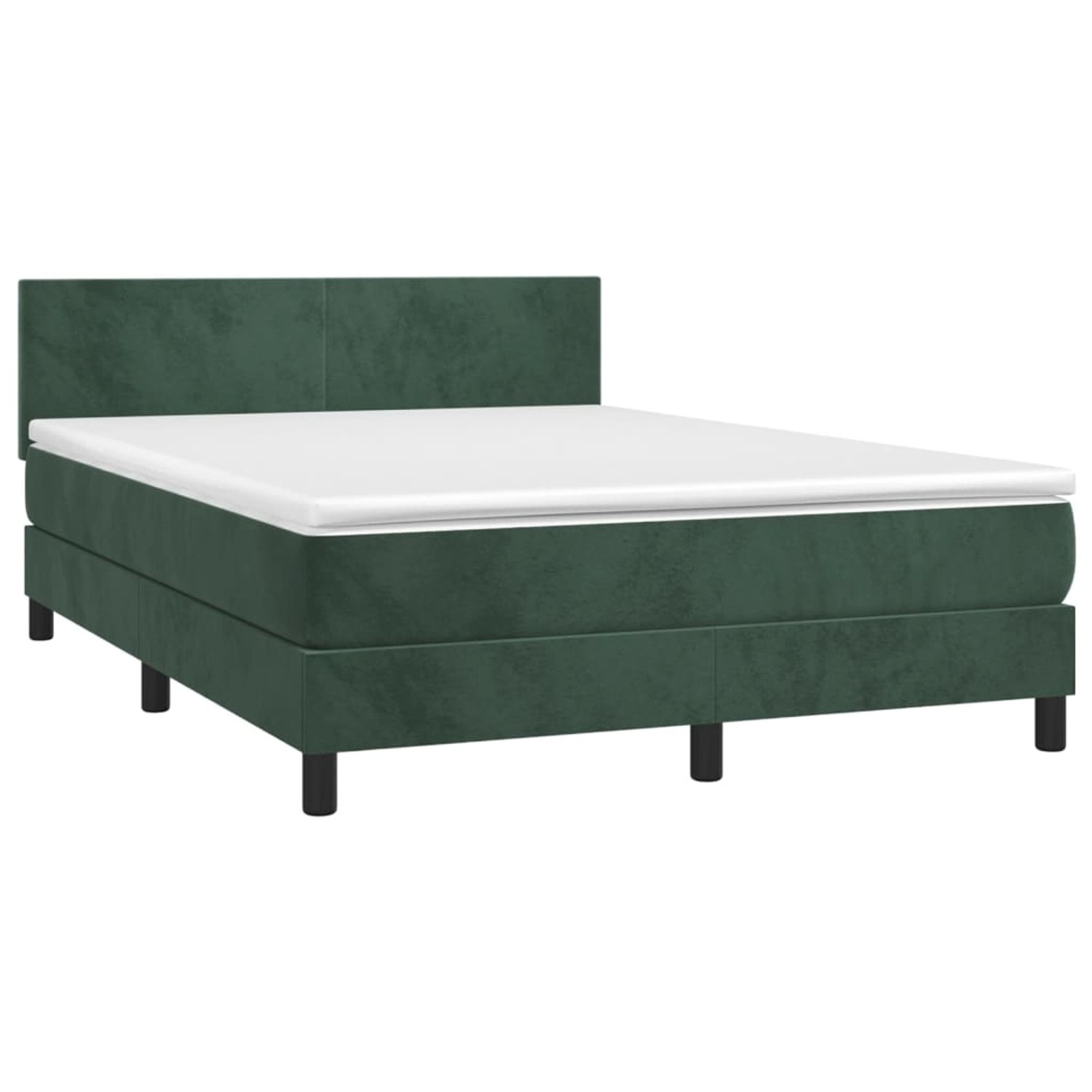 vidaXL Boxspringbett mit Matratze & LED Dunkelgrün 140x200 cm Samt 3134288 günstig online kaufen