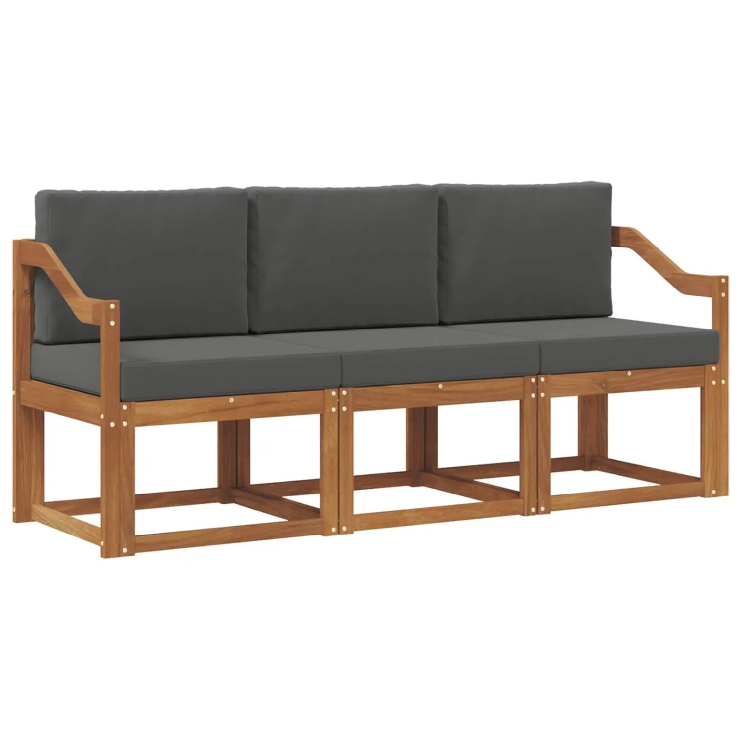 vidaXL Outdoor-Sofagarnitur mit Kissen 3-Tlg Natur und Anthrazit 3365955