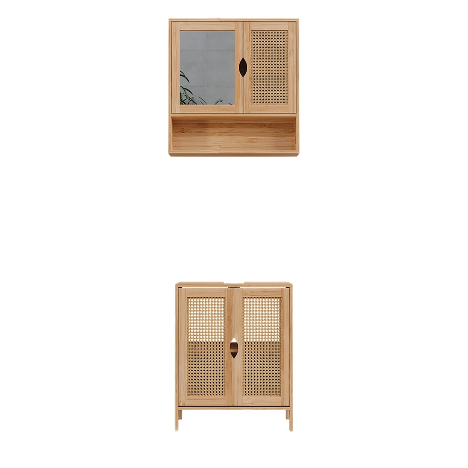 Vicco Badmöbel-Set Liora Bambus 2 Teile günstig online kaufen