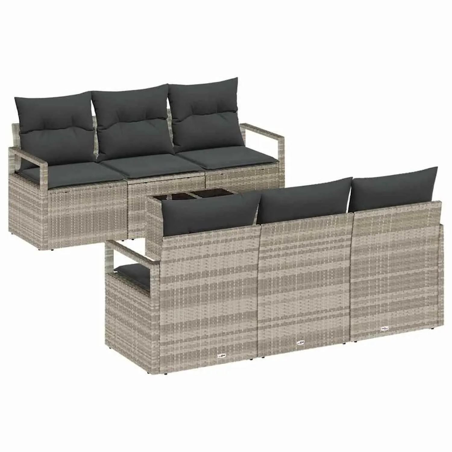 vidaXL Sofa Set 7-Tlg Hellgrau Poly-Rattan 3346272 günstig online kaufen