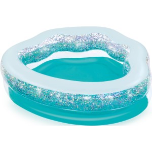 Bestway Kinderpool Sparkle Shell, blau-türkis mit Glitzer, Planschbecken für Kinder.