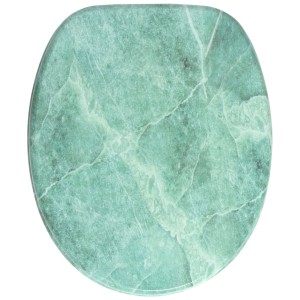 Sanilo WC-Sitz Marmor Grün mit Absenkautomatik, Toilettendeckel aus Holz.