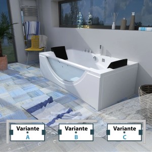 AcquaVapore Eck-Whirlpool W81R-TH-C 180x90 mit Radio und Glasfront. Badewanne mit Nackenkissen.