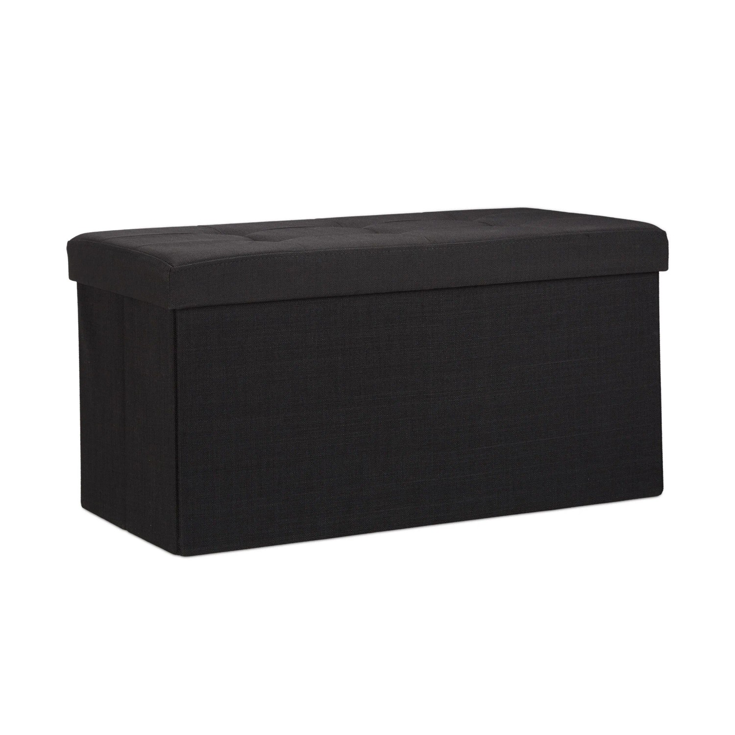 Relaxdays Sitzbank Leinen Schwarz Faltbar 38 cm x 76 cm x 38 cm