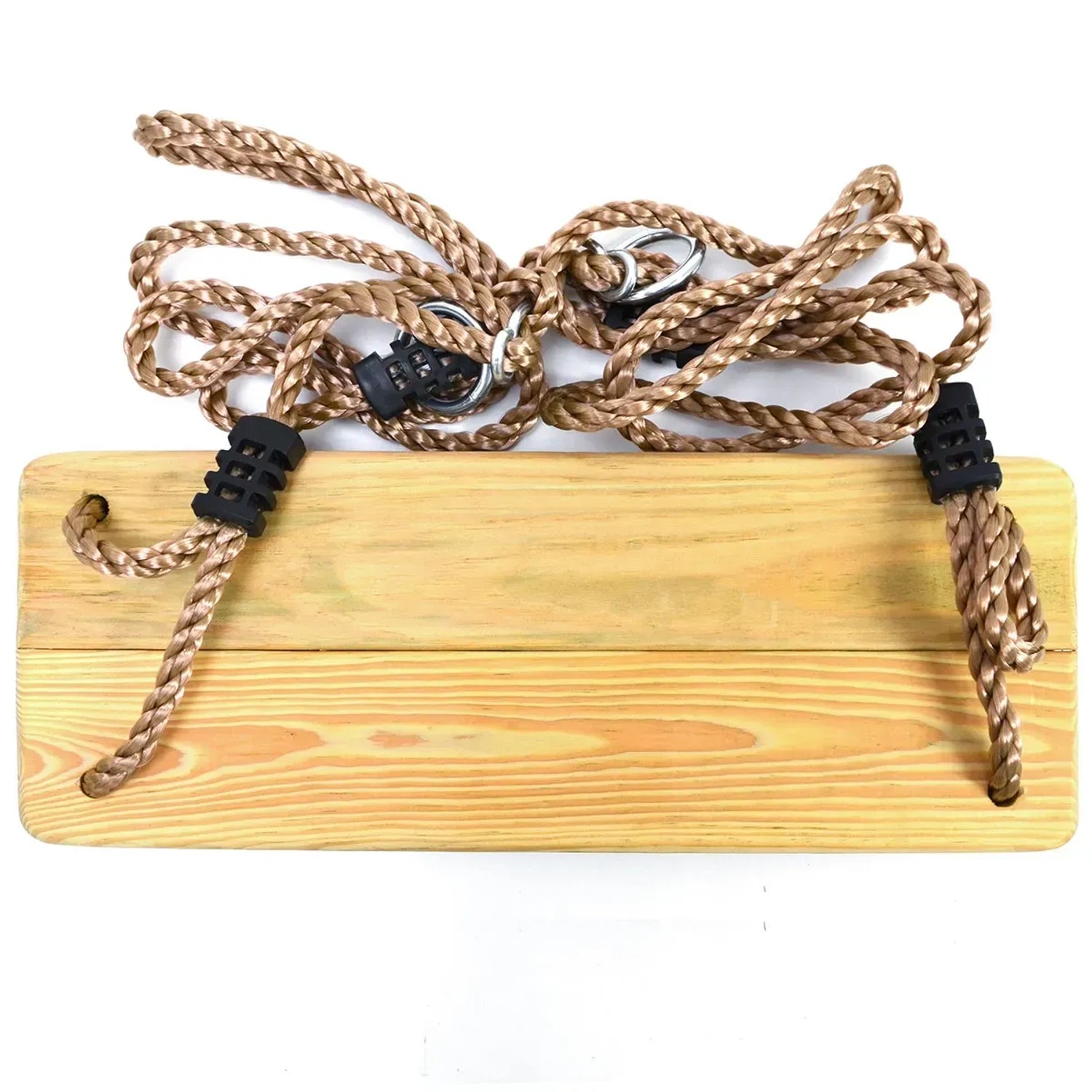 LittleTom Brettschaukel aus Kiefernholz mit Seilen und Metallringen, belastbar bis 100 kg.