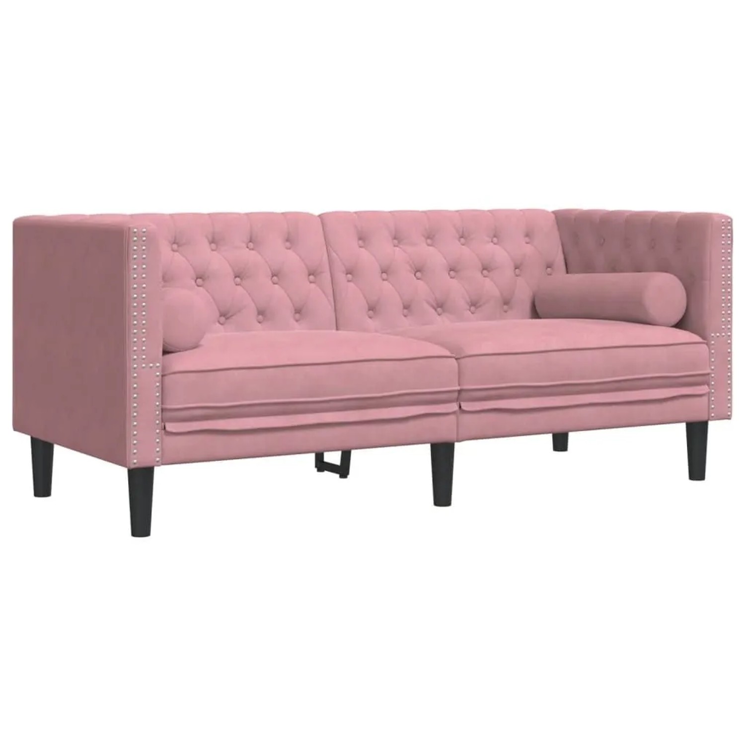 vidaXL Chesterfield-Sofa mit Nackenrollen 2-Sitzer Rosa Samt 372686