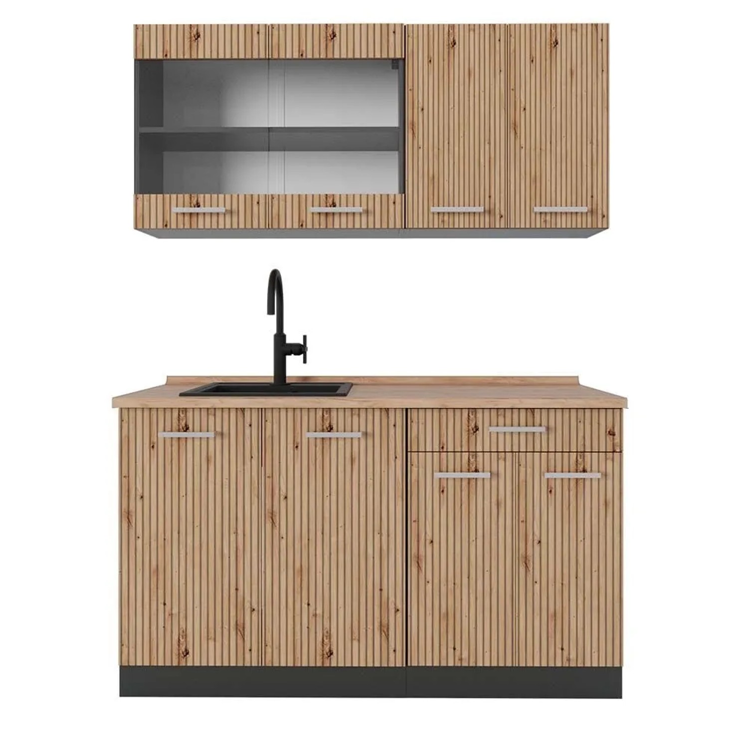 Vicco R-Line Singleküche Artisan Eiche Anthrazit 140 cm AP Eiche ohne E-Geräte