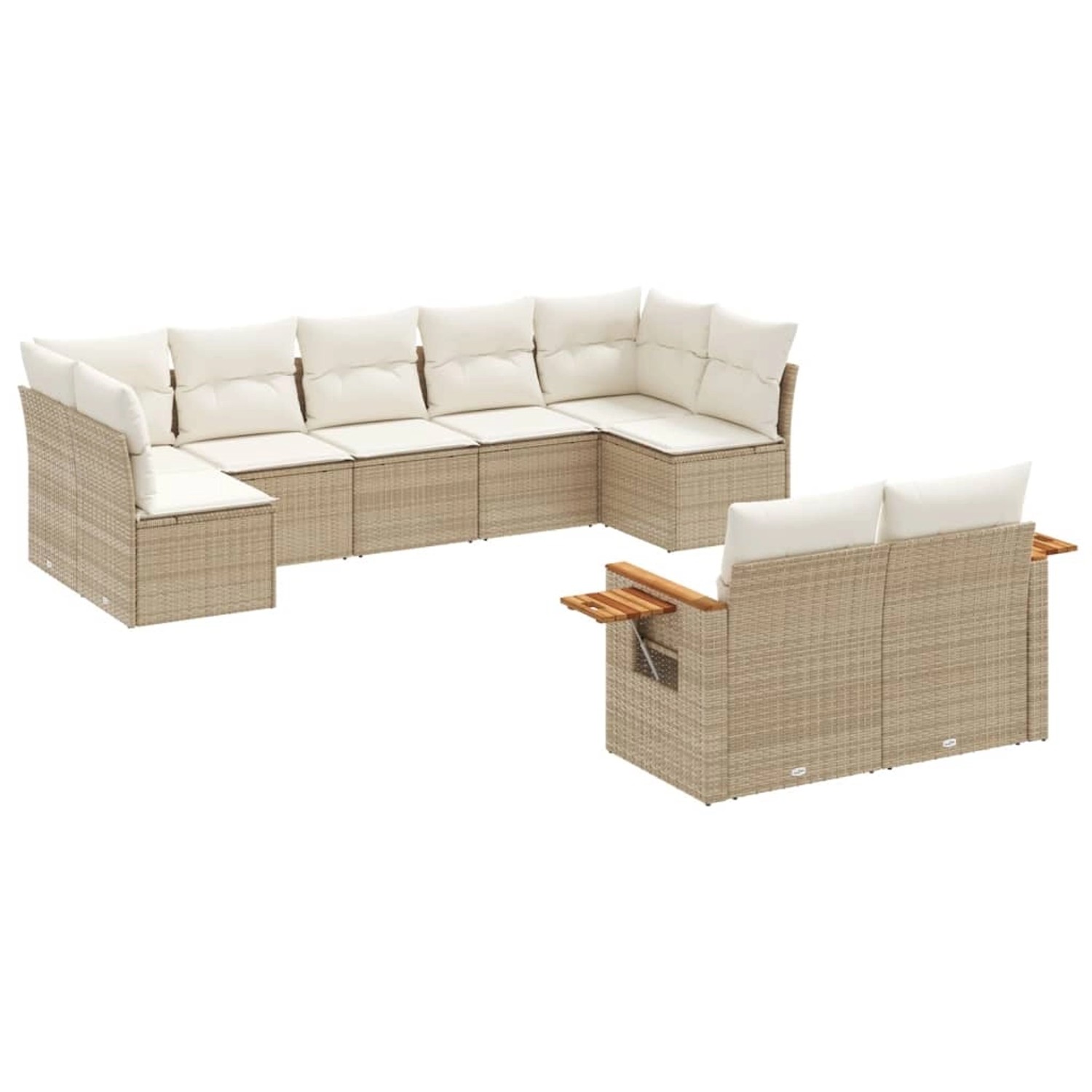 vidaXL 9-Tlg Garten-Sofagarnitur mit Kissen Beige Poly Rattan 3259531 günstig online kaufen