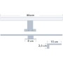 Technische Zeichnung der 80cm LED Badleuchte in Chromoptik mit Maßangaben für die Montage.